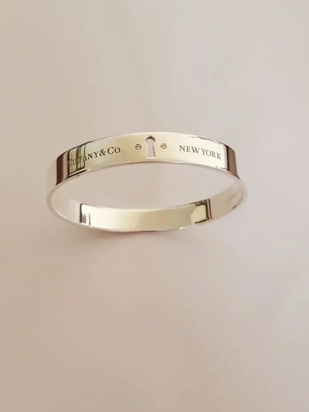 Like New Tiffany & Co. Diamond Keyhole Bangle Bracelet